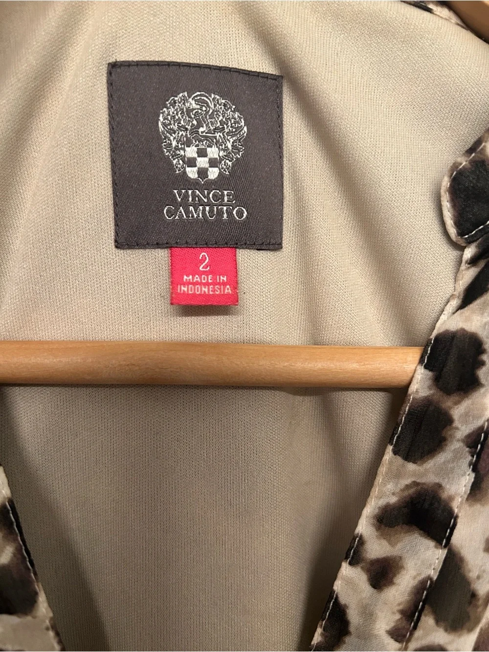 Vince Camuto Leopard Print 3/4 Sleeve Drawstring Shirtdress size 2